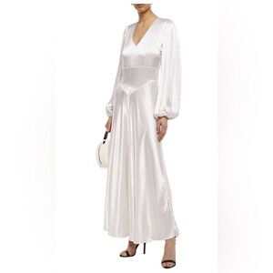 Ganni Elegant Satin White Polka Dot maxi Dress
